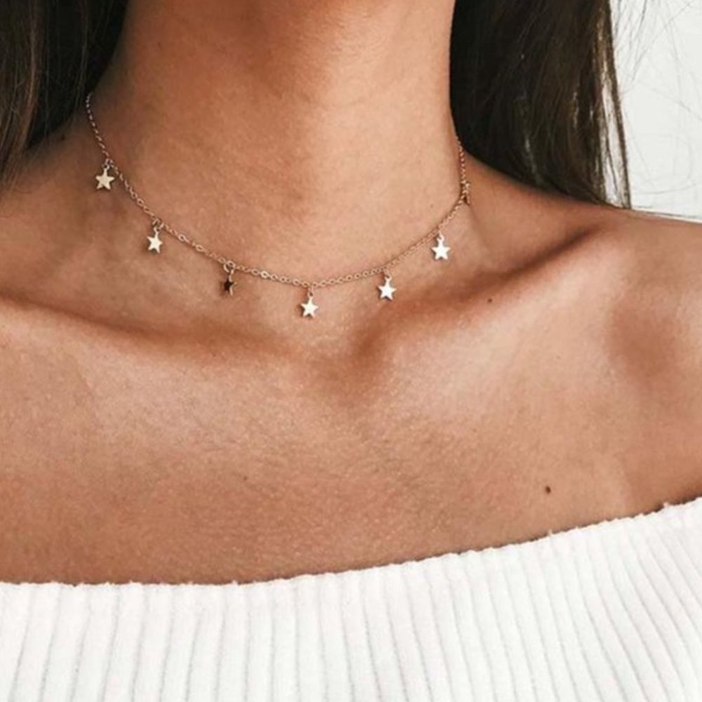 Gold Star Adjustable Choker Necklace